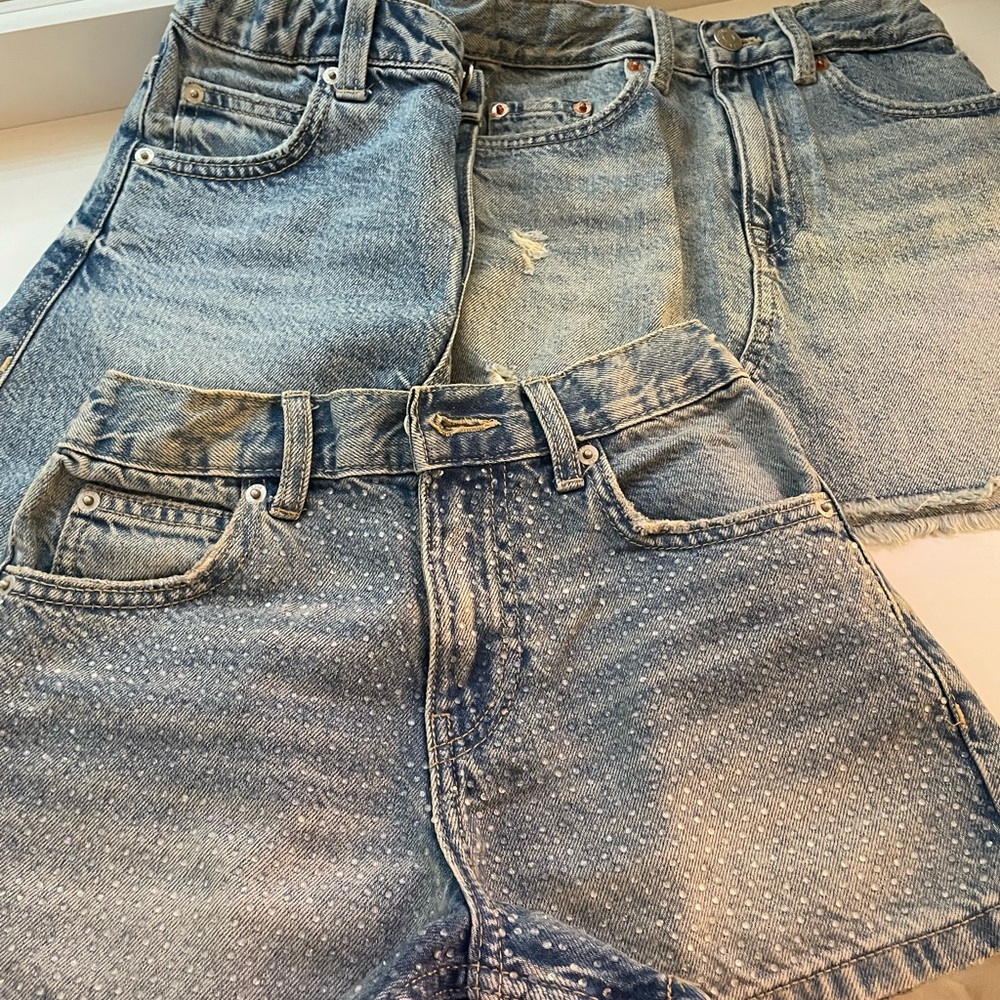 Girls Zara Denim Set - Includes 2 Skirts + 1 Shorts (Size 9)